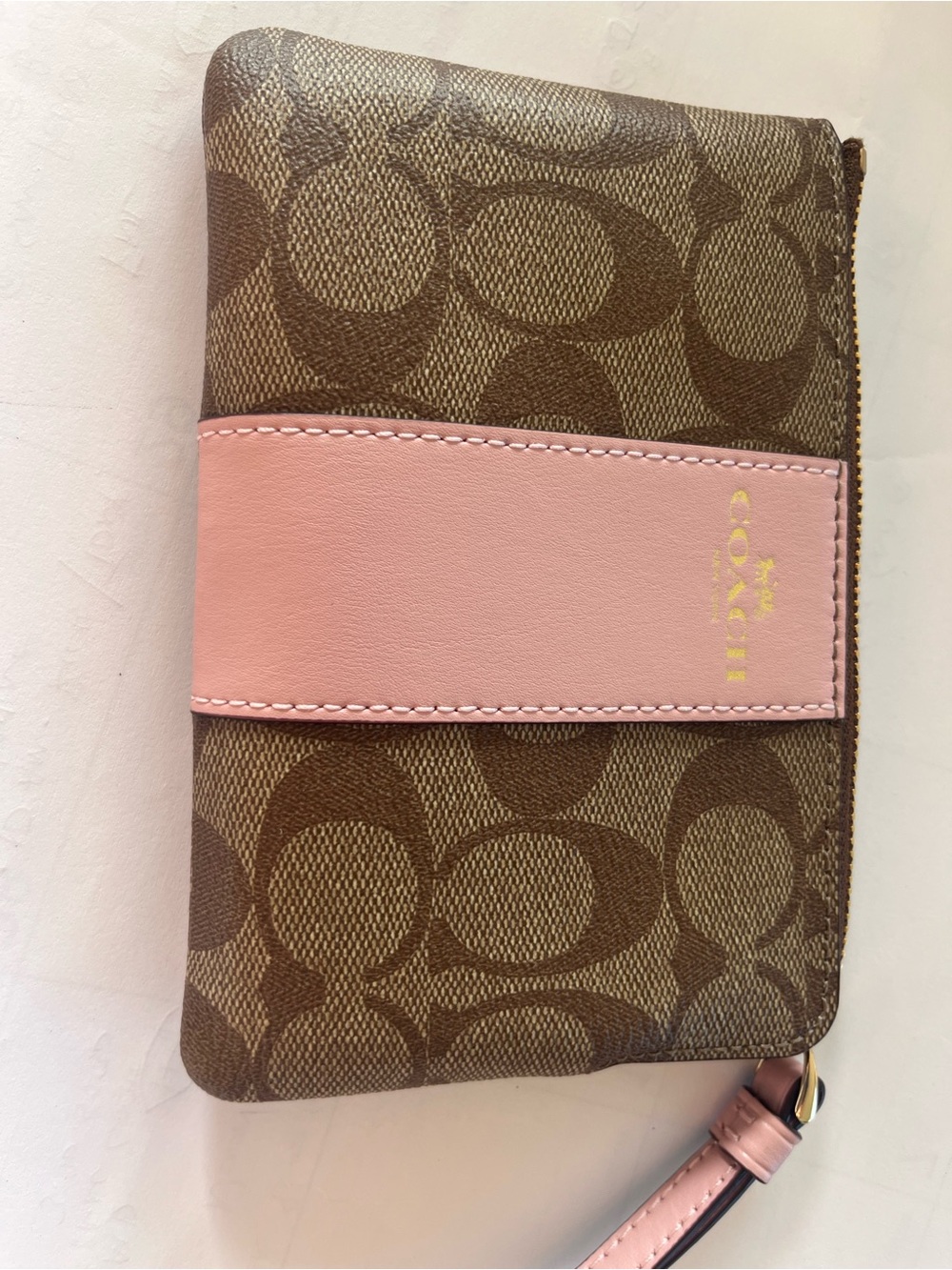 Coach Corner Zip Signature PVC Wristlet